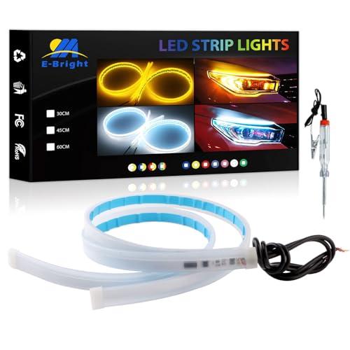 【並行輸入品】シーケンシャル流れる ウインカー 車用LEDテープライト ディライト デイタイムライト 極薄 ホワイト/アンバー 2色 切替 切断の画像