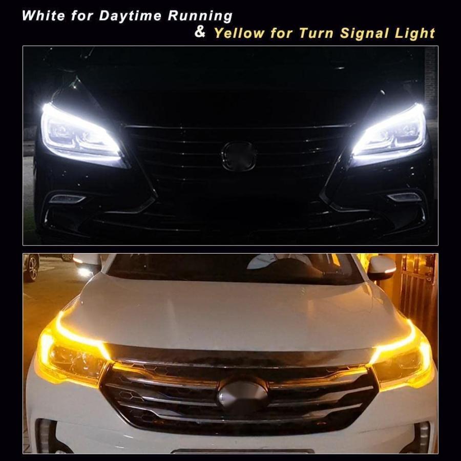 【並行輸入品】シーケンシャル流れる ウインカー 車用LEDテープライト ディライト デイタイムライト 極薄 ホワイト/アンバー 2色 切替 切断の画像