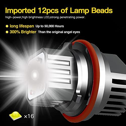 【並行輸入品】Apmatauto 2個セット ホワイト エンジェルアイ ヘイロー リング マーカー ライト LED 電球 ヘッドライト 80W