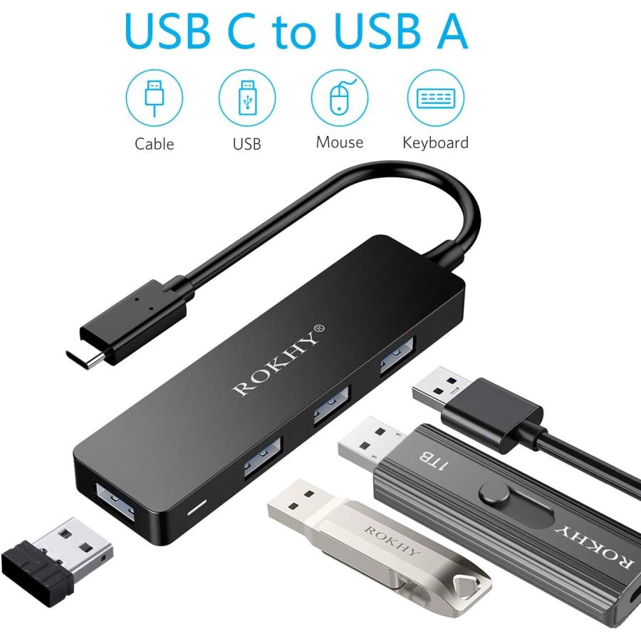 ROKHY USB C Hub 4-Port USB 3.0 Hub Ultra-Slim Data USB Hub for Ma　並行輸入｜import-tabaido｜02