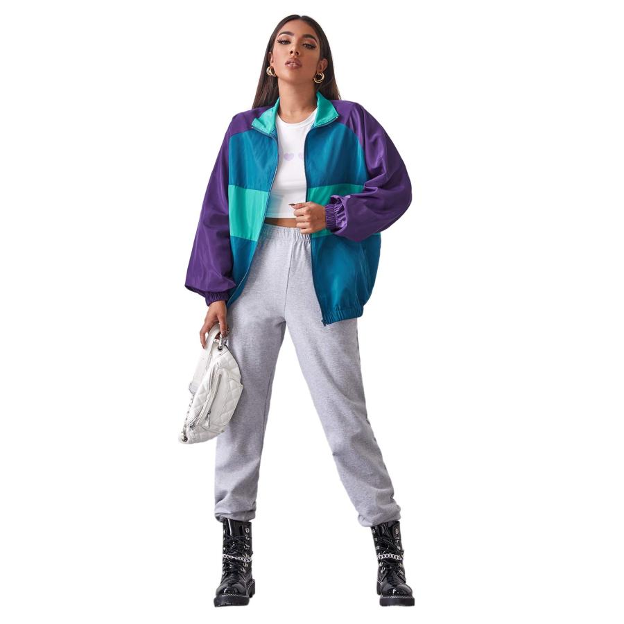 【並行輸入品】SweatyRocks レディース 軽量 ウィンドブレーカー パッチワーク ジッパー スポーツジャケット コート アウター US_9