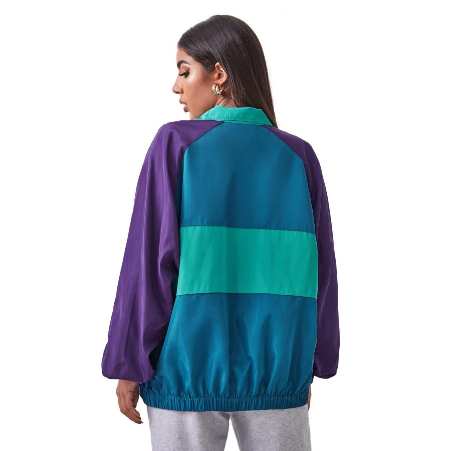 【並行輸入品】SweatyRocks レディース 軽量 ウィンドブレーカー パッチワーク ジッパー スポーツジャケット コート アウター US_3