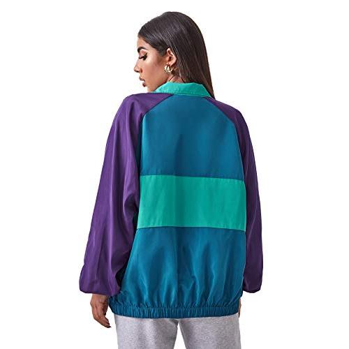 【並行輸入品】SweatyRocks レディース 軽量 ウィンドブレーカー パッチワーク ジッパー スポーツジャケット コート アウター US_4