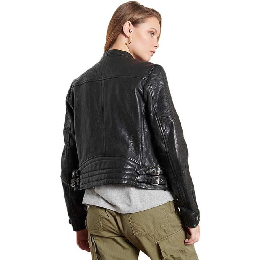 【並行輸入品】Superdry Womens Classic Leather Racer Jacket Zip Fastening Popp　並行_1