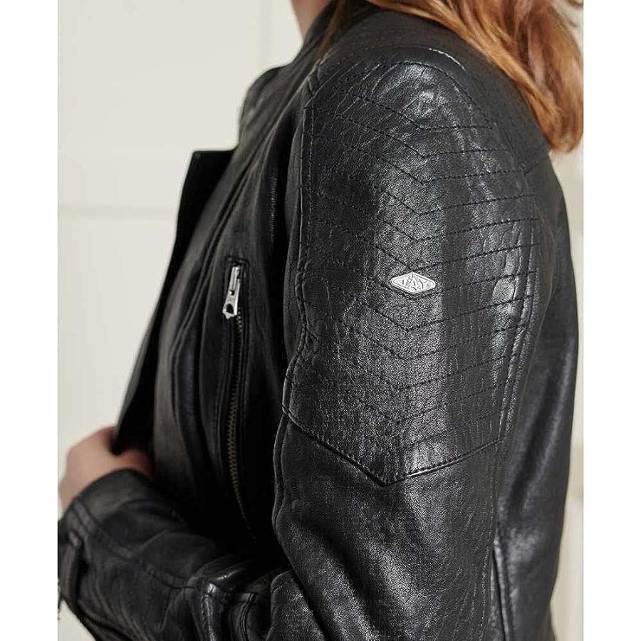 【並行輸入品】Superdry Womens Classic Leather Racer Jacket Zip Fastening Popp　並行_5