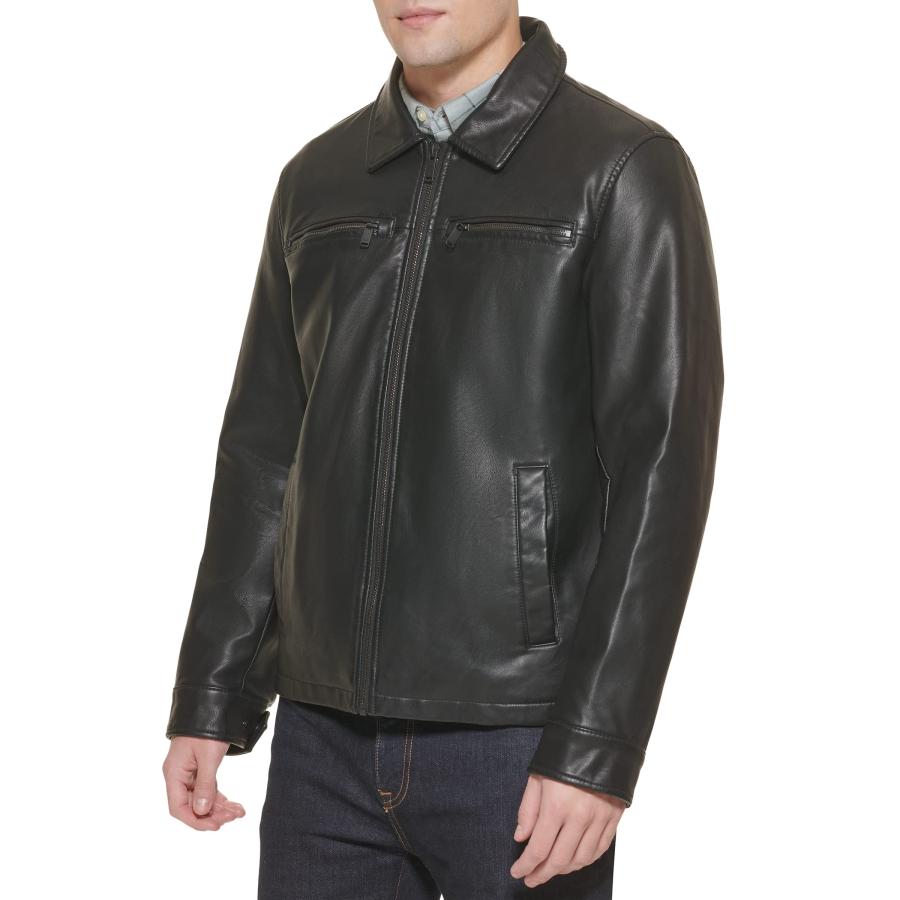 【並行輸入品】Dockers Men's James Faux Leather Jacket, Black w. Chest Zip, X Lの画像