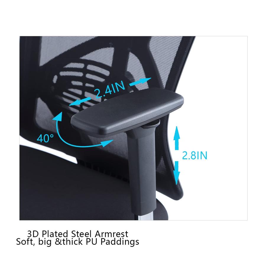 並行輸入品】Ticova Ergonomic Office Chair High Back Desk with 