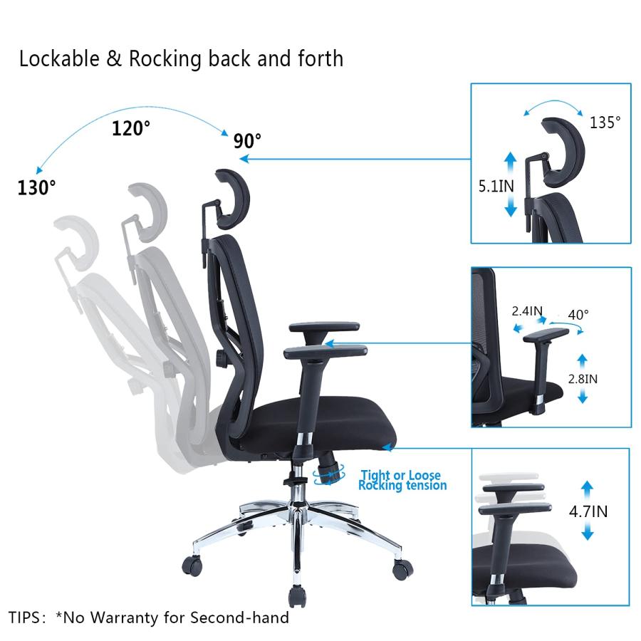 並行輸入品】Ticova Ergonomic Office Chair High Back Desk with