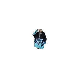 【並行輸入品】Vamtac Women's Long Sleeve Flame Oversized Sweater Color Block Lの画像