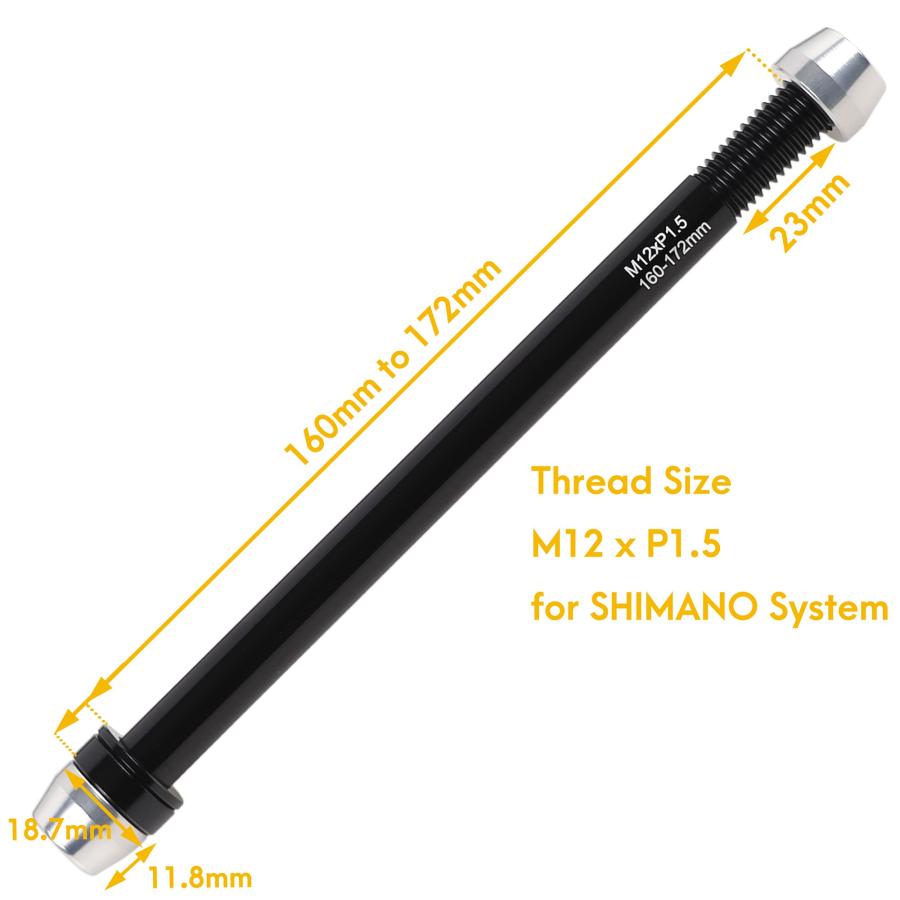 【並行輸入品】CyclingDeal トレーナースルーアクスル   自転車自転車12mm リアホイールスキュワー 屋内用   長さ160mmから_3