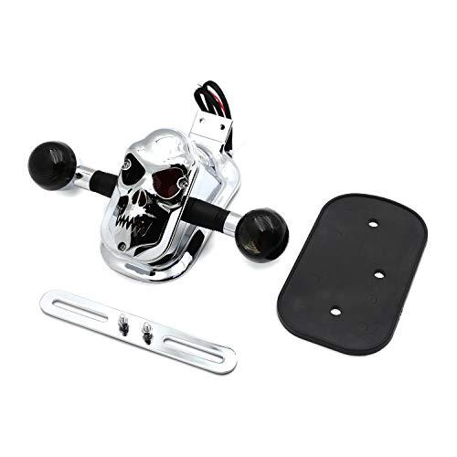 【並行輸入品】HTTMT  クローム スモーク メタル スカル ブレーキ テールライト シグナル Bobber Choppers オートバイ バ_1
