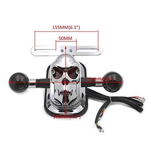 【並行輸入品】HTTMT  クローム スモーク メタル スカル ブレーキ テールライト シグナル Bobber Choppers オートバイ バ_4