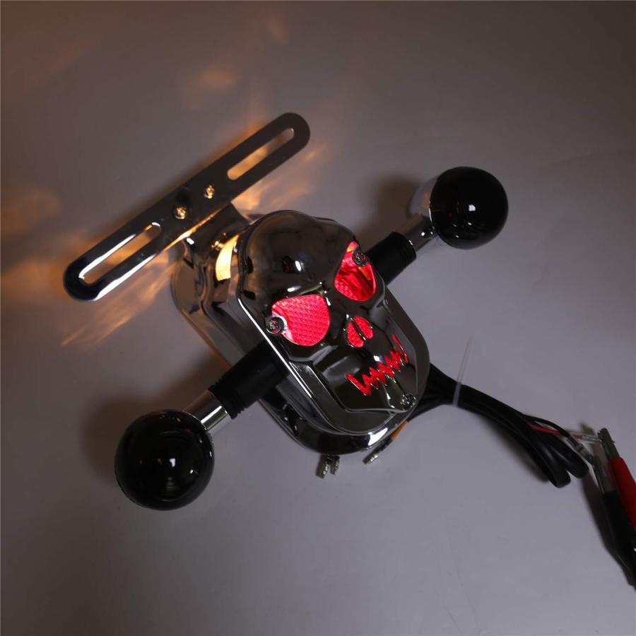 【並行輸入品】HTTMT  クローム スモーク メタル スカル ブレーキ テールライト シグナル Bobber Choppers オートバイ バ_6