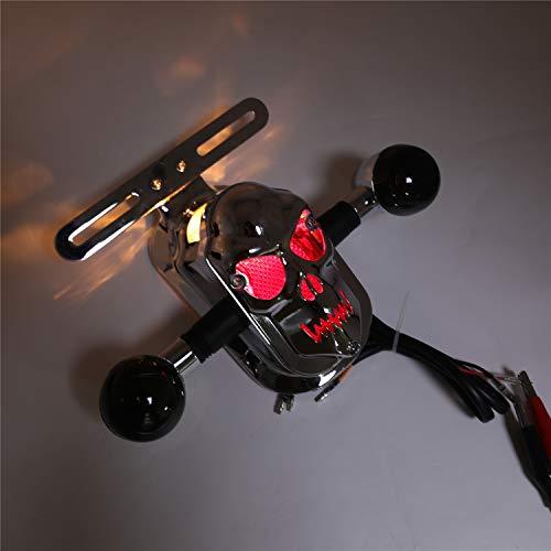 【並行輸入品】HTTMT  クローム スモーク メタル スカル ブレーキ テールライト シグナル Bobber Choppers オートバイ バ_7