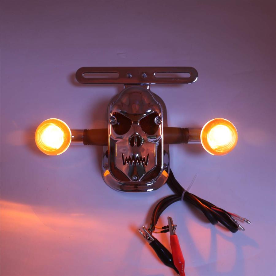 【並行輸入品】HTTMT  クローム スモーク メタル スカル ブレーキ テールライト シグナル Bobber Choppers オートバイ バ_9