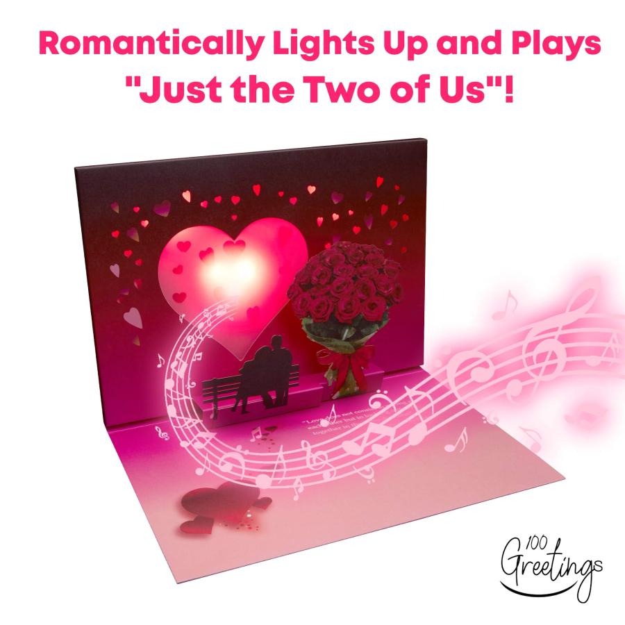 Just the Two of Us アニバーサリーカード 100 GREETINGS Lights & Music Pop Up 並行輸入品｜import-tabaido｜04