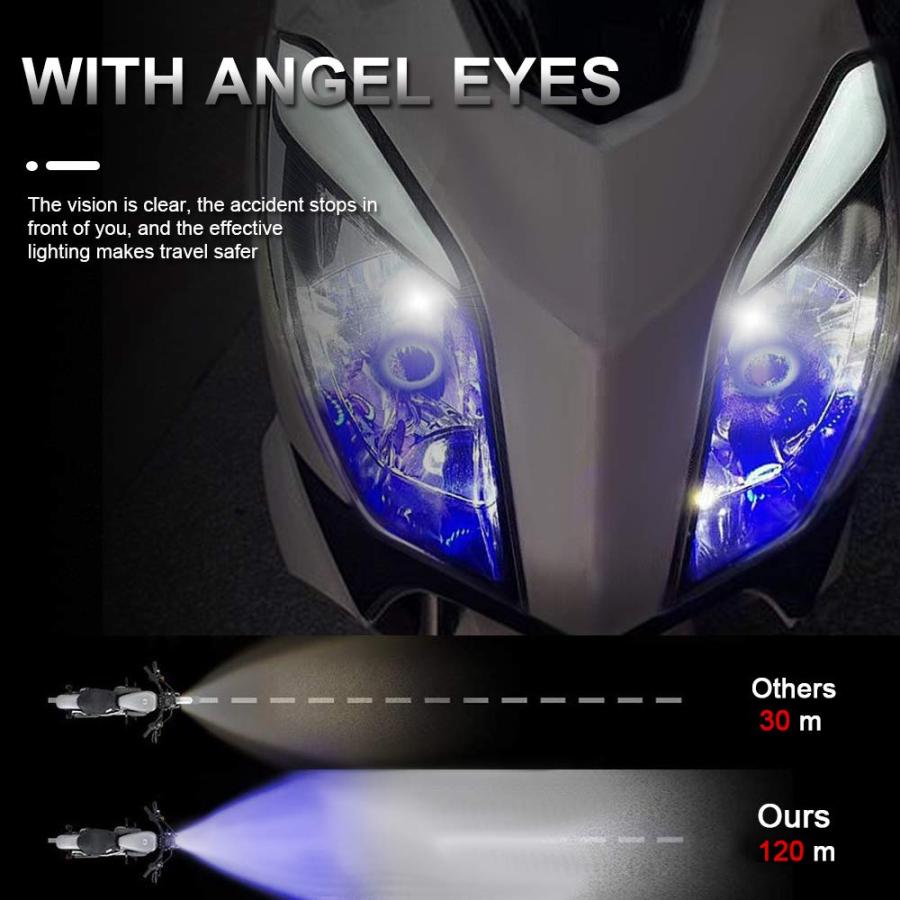 【並行輸入品】KaiDengZhe BA20D H6 LED オートバイヘッドライト電球 ブルーエンジェルアイ H6 ハイ/ローLEDヘッドランの画像