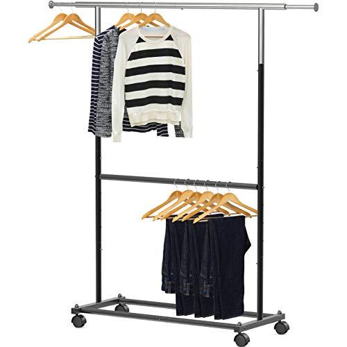 【並行輸入品】Simple Houseware ダブルロッド 衣類ラック ブラック Simple Houseware Double Rod Ga