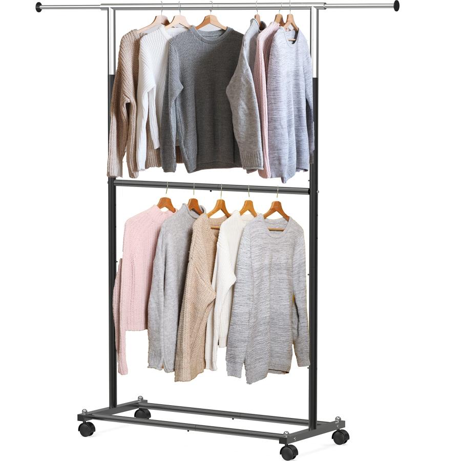 【並行輸入品】Simple Houseware ダブルロッド 衣類ラック ブラック Simple Houseware Double Rod Ga