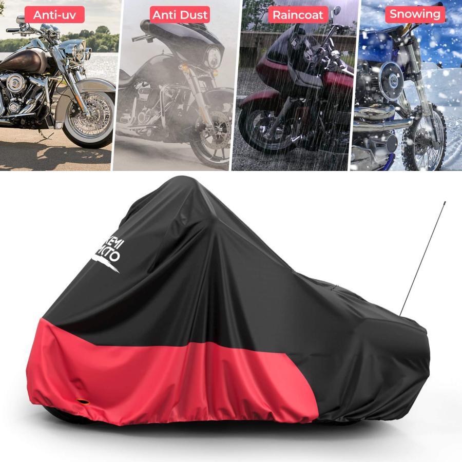 【並行輸入品】バイクカバー ツーリングモデル用 防水 防塵 日差し防止 レッド KEMIMOTO Motorcycle Cover， Compa_3
