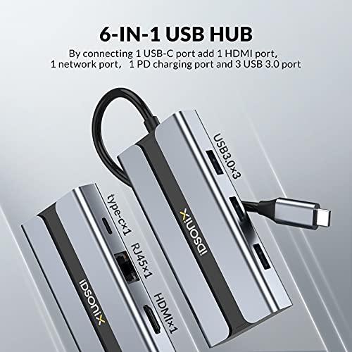 iDsonix USB Hub, 6 in 1 USB C Hub Type C Adapter with RJ45 Gigab 並行輸入品｜import-tabaido｜05