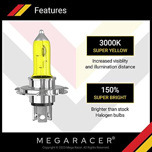 【並行輸入品】Mega Racer H4/9003/HB2 ハロゲンヘッドライト電球   3000K スーパーイエロー 12V 100W/90W_4