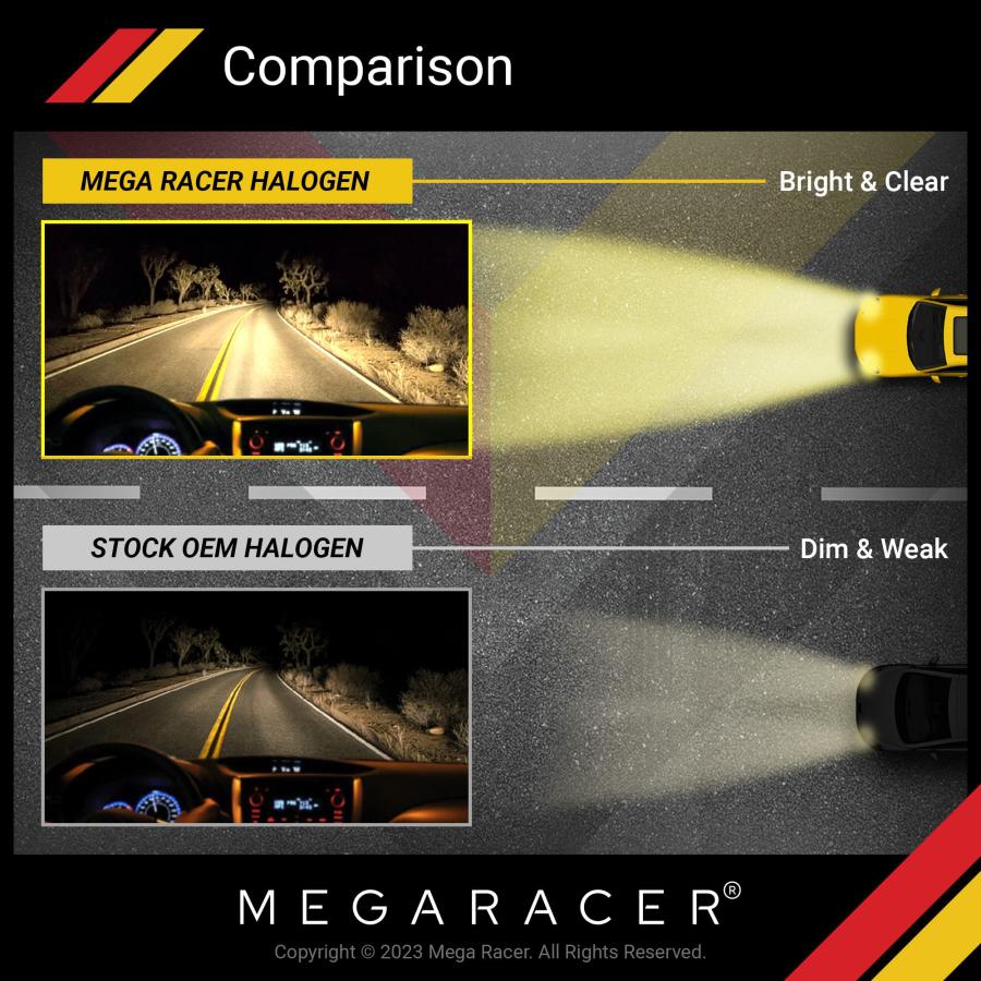 【並行輸入品】Mega Racer H4/9003/HB2 ハロゲンヘッドライト電球   3000K スーパーイエロー 12V 100W/90W_9
