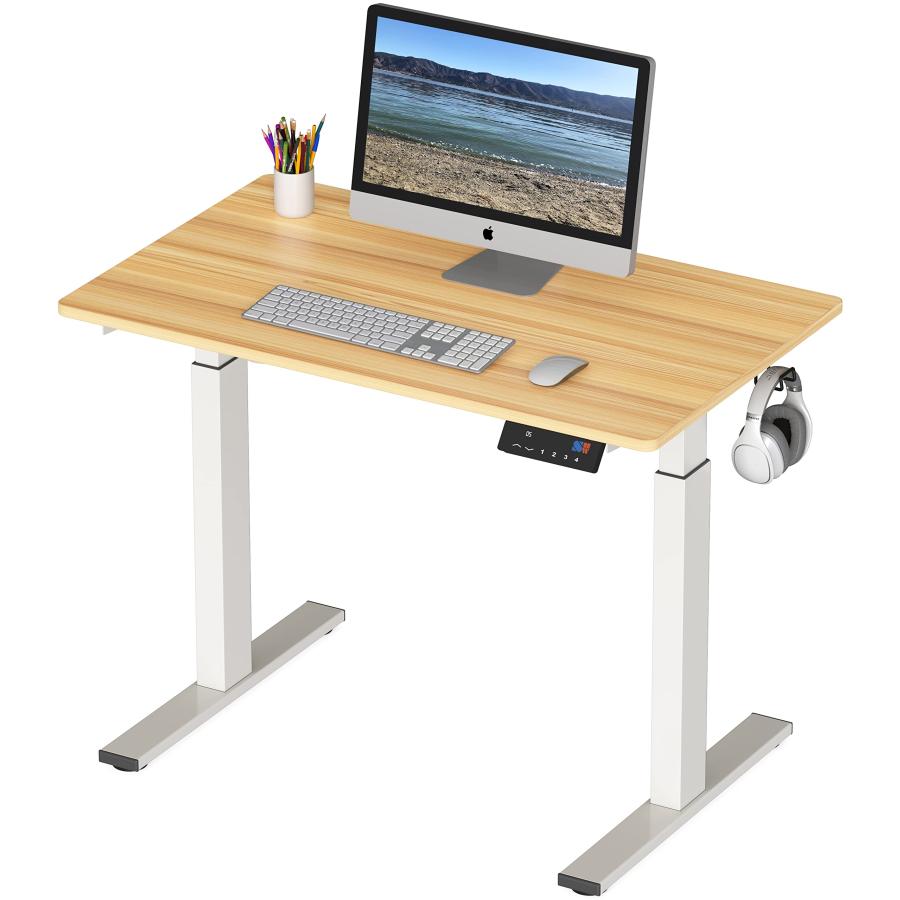 【並行輸入品】SHW Electric 高さ調節可能 スタンディングデスク 40 x 24インチ ライトチェリー SHW Memory Pres_2