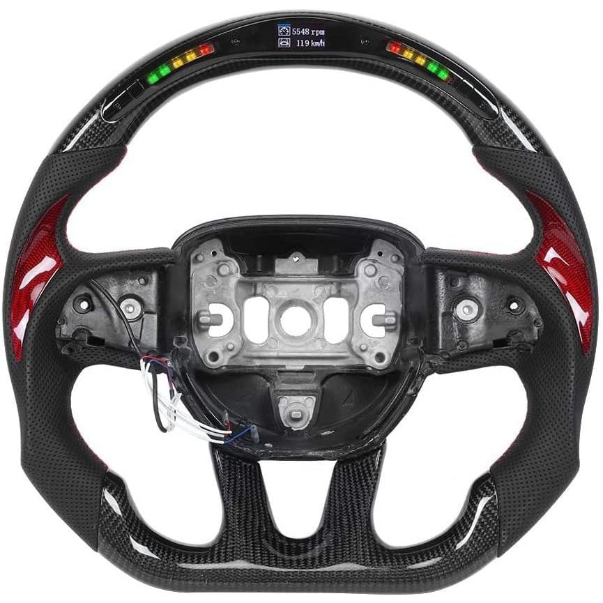 LED液晶　カーボンファイバー スポーツステアリング 並行輸入品】Akozon 自動車用ステアリングホイール カーボンファイバー