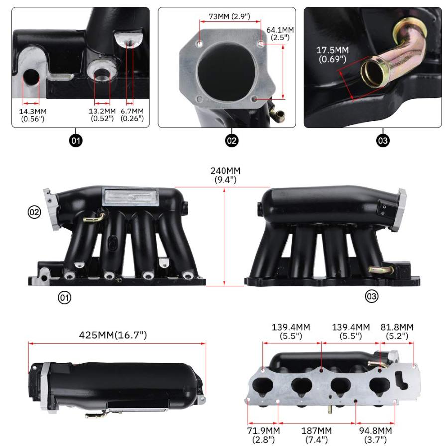 並行輸入品】PQYRACING アルミニウム インテークマニホールド+ 