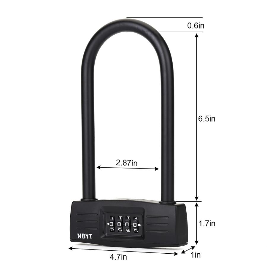 【並行輸入品】NBYT 4桁 リセット可能 コンビネーションバイク Uロック / Dロック バイク用 ガラスドアロック 14mm シャックル 高の画像