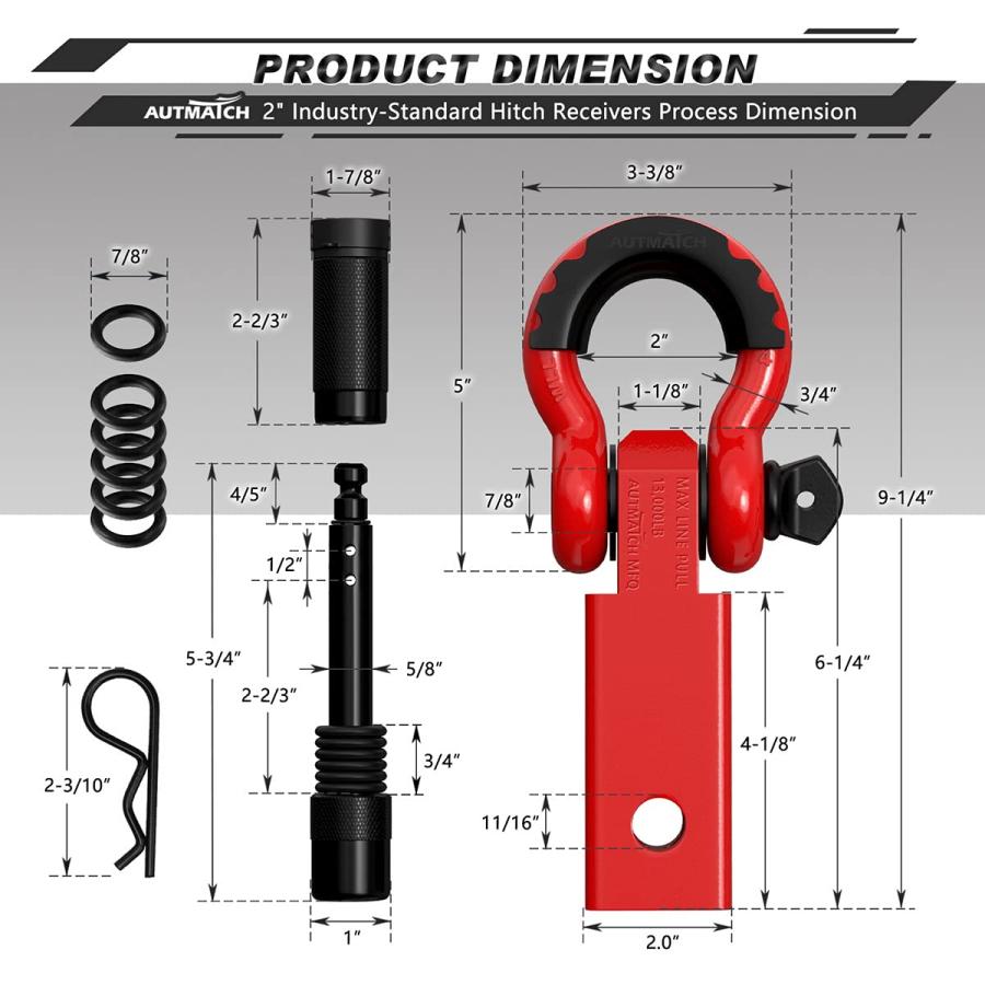 並行輸入品】AUTMATCH シャックルヒッチレシーバー 5.08センチ