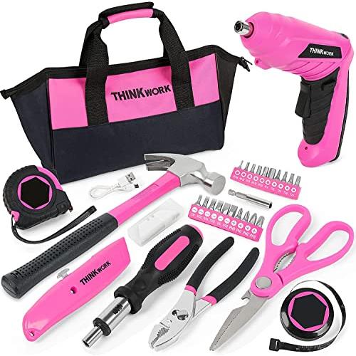 【並行輸入品】THINKWORK 40 Piece Pink Tool Set Ladies Hand Tool Set with 3.6_1