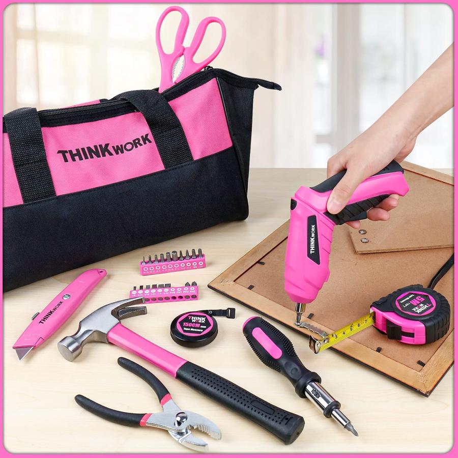 【並行輸入品】THINKWORK 40 Piece Pink Tool Set Ladies Hand Tool Set with 3.6_3