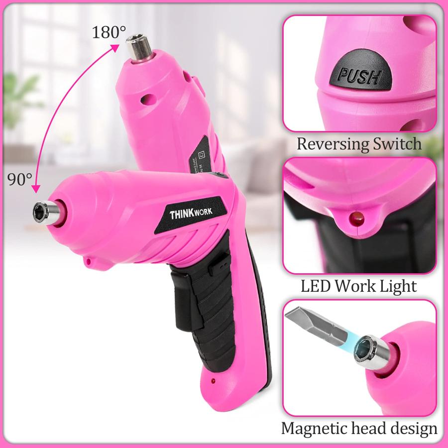 【並行輸入品】THINKWORK 40 Piece Pink Tool Set Ladies Hand Tool Set with 3.6_6