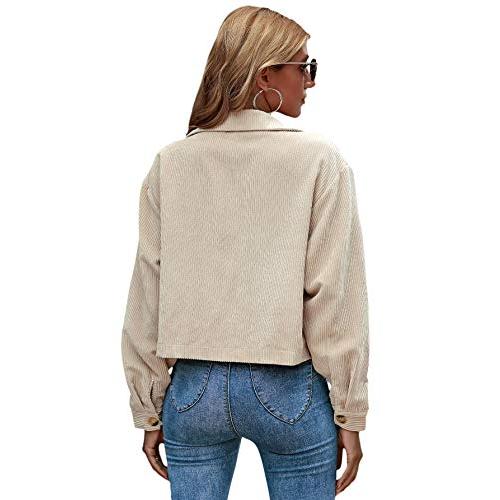 【並行輸入品】Verdusa Women's Button Up Pocket Front Crop Corduroy Jacket Oute_4