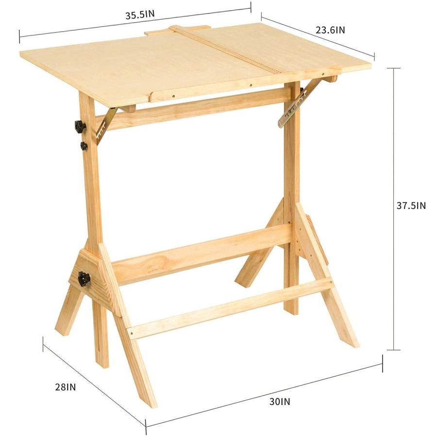 【並行輸入品】MEEDEN 木製製図テーブル\u0026スツールセット アーティスト用スツールとクラフトテーブル 高さ調節可能 傾斜可能なテーブルトップ_6