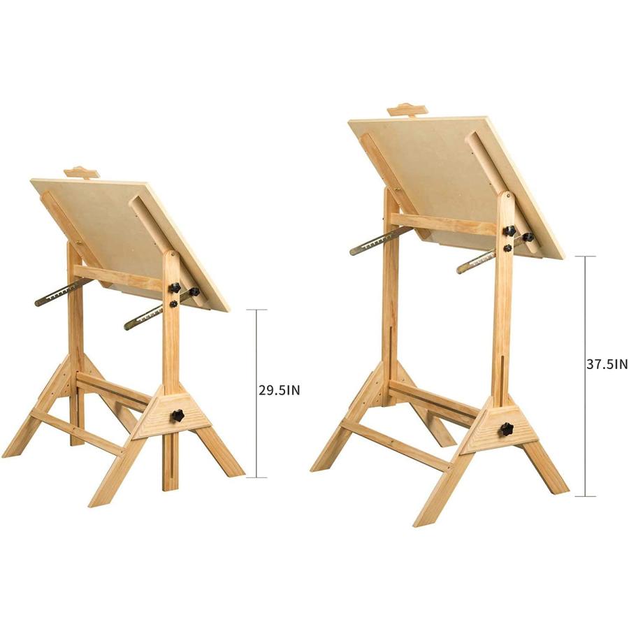 【並行輸入品】MEEDEN 木製製図テーブル\u0026スツールセット アーティスト用スツールとクラフトテーブル 高さ調節可能 傾斜可能なテーブルトップ_9