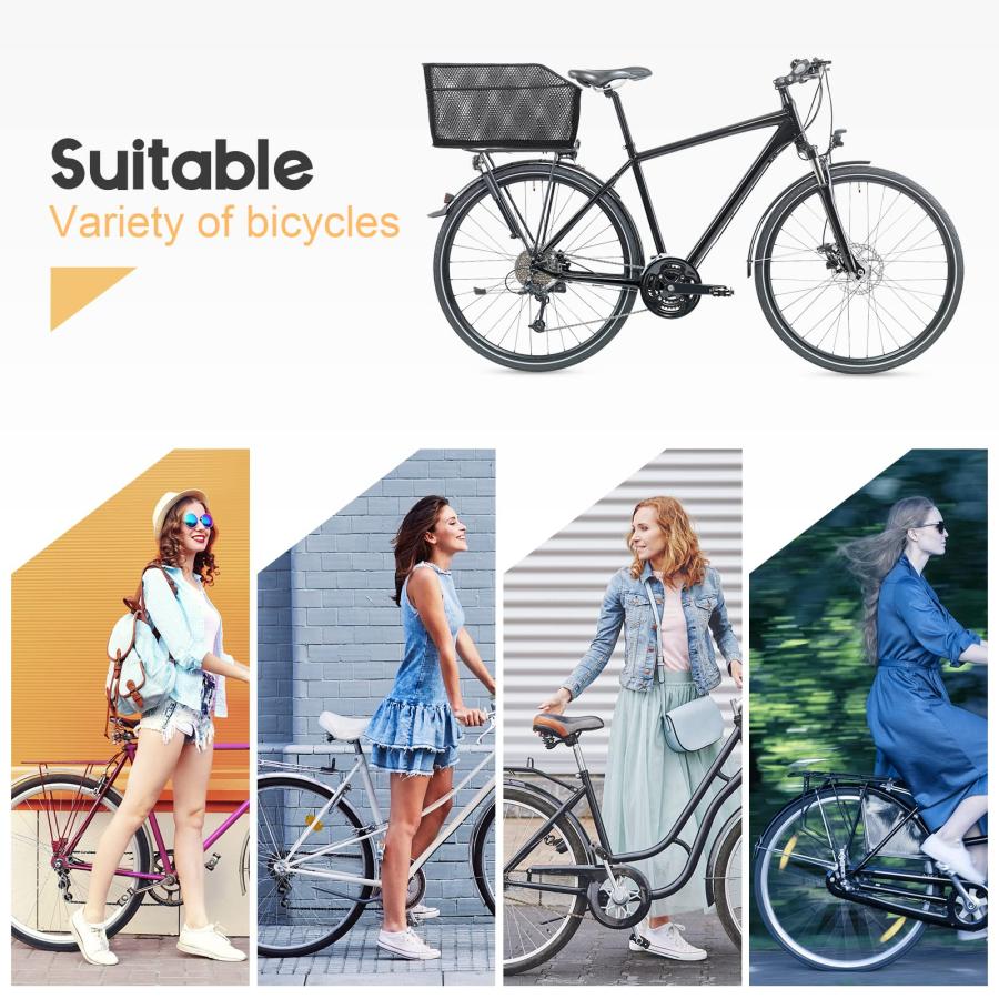【並行輸入品】Lixada リアバイクバスケット 防水メタルワイヤー 自転車バスケット 調節可能なカーゴネットと防水防雨カバー付き ほとんどのリ_3