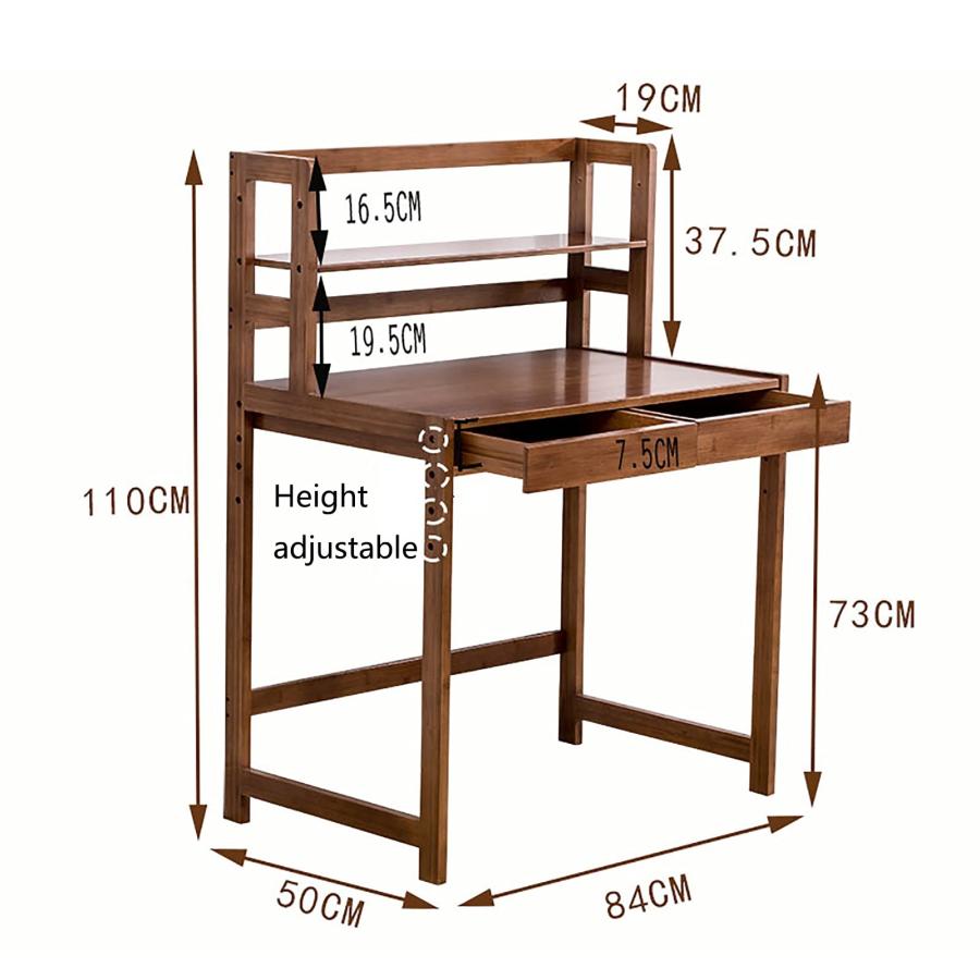 【並行輸入品】Computer Desk, 33.1”/40.9”Bamboo Home Office Table, Modern Writi_3