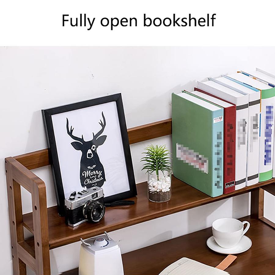 【並行輸入品】Computer Desk, 33.1”/40.9”Bamboo Home Office Table, Modern Writi_9