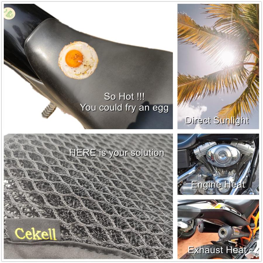 【並行輸入品】Cekell 夏用速乾クールバイクシートカバー，ユニバーサル通気性バイク シート クッション，滑り止めメッシュのバイクシートプロテ_9