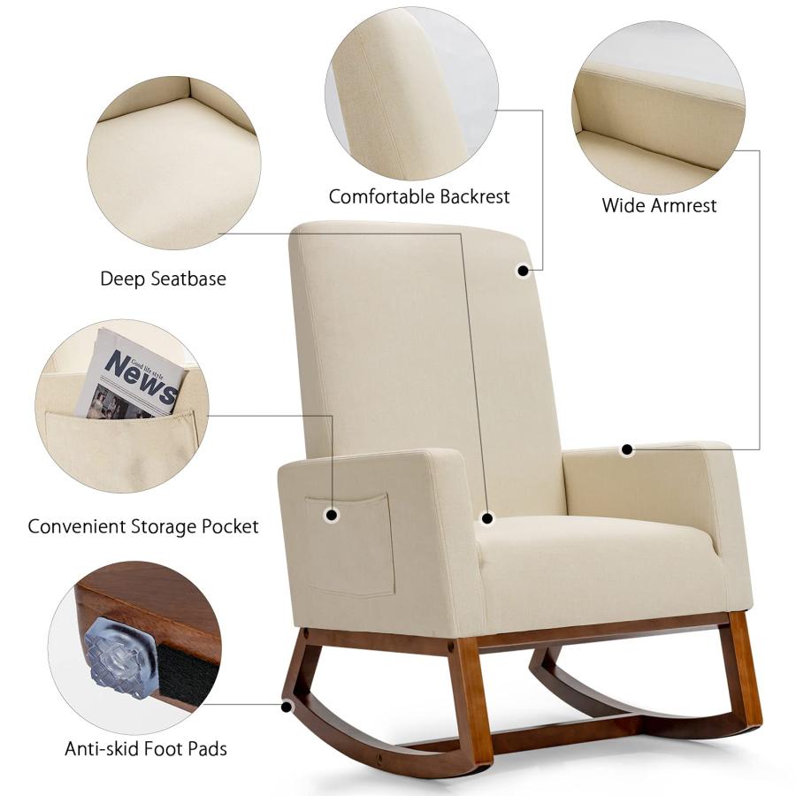 並行輸入品】Giantx Upholstered Rocking Chair, Modern Fabric