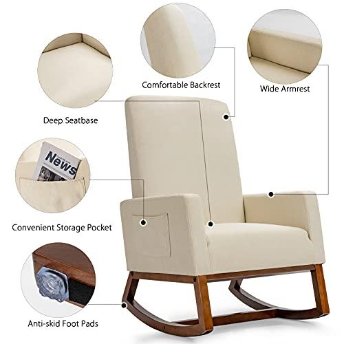 並行輸入品】Giantx Upholstered Rocking Chair, Modern Fabric