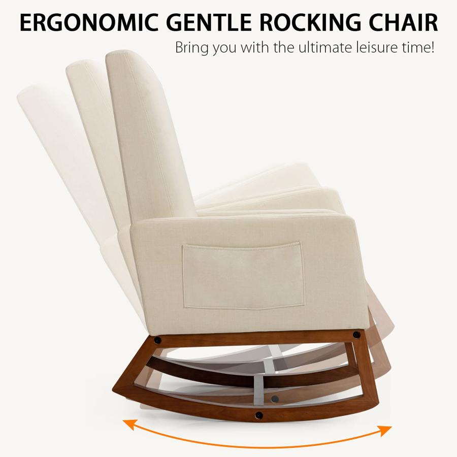 並行輸入品】Giantx Upholstered Rocking Chair, Modern Fabric