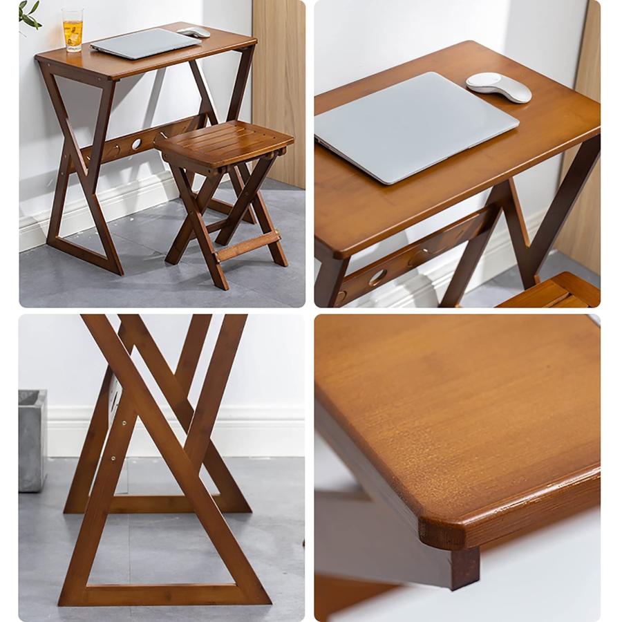 【並行輸入品】Computer Desk, Bamboo Compact Home Office Workstation, Modern Si_9