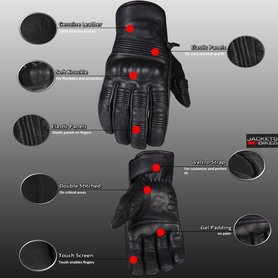 【並行輸入品】Jackets 4 Bikes Men's Motorcycle Gloves Premium Leather Street Pの画像