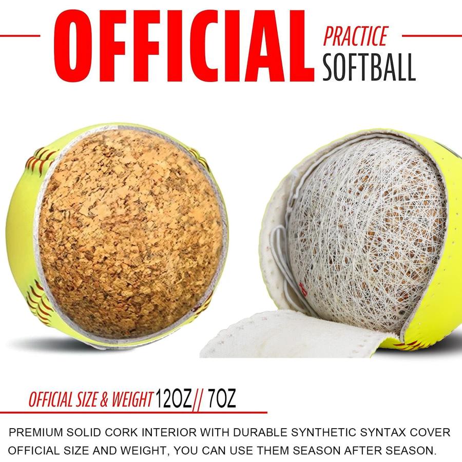 【並行輸入品】Tebery 6 Pack Yellow Sports Practice Softballs, 12 Inch Officialの画像