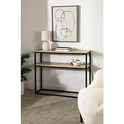 【並行輸入品】Kate and Laurel Quarles 木製\u0026メタルコンソールテーブル 36x10x30インチ ナチュラル/ブラック Ka_4