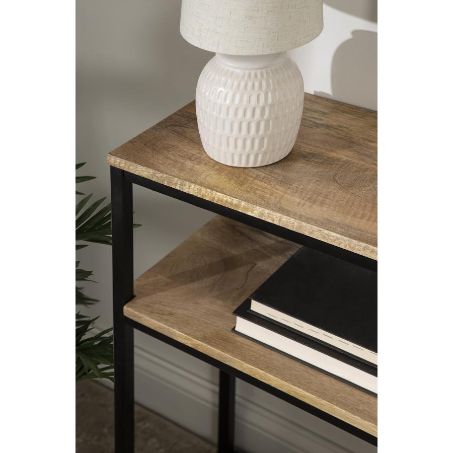 【並行輸入品】Kate and Laurel Quarles 木製\u0026メタルコンソールテーブル 36x10x30インチ ナチュラル/ブラック Ka_6